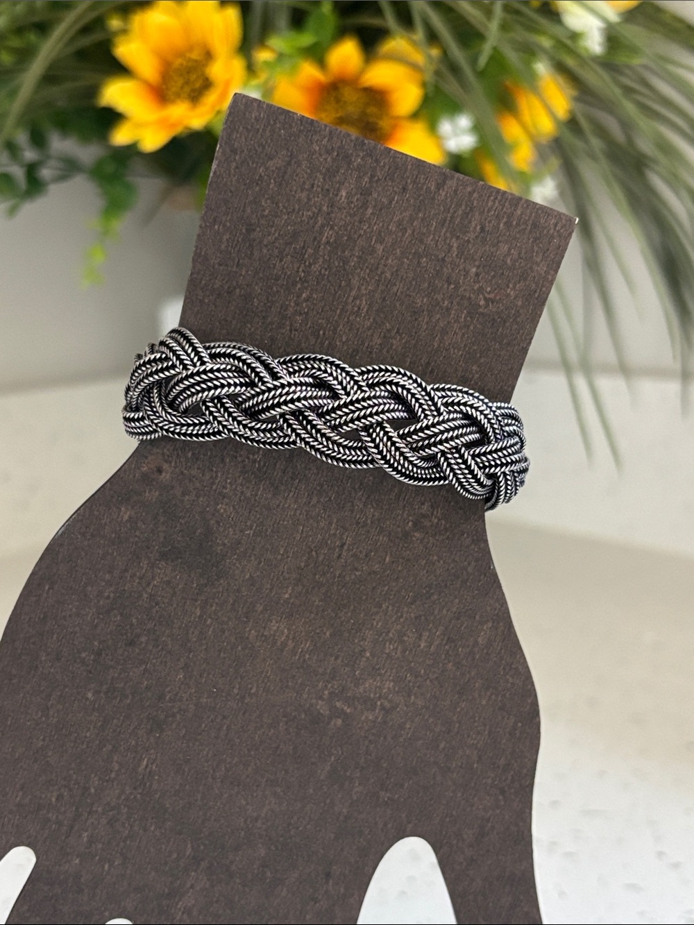 Braided Silver Snake Chain Classic Knot Design Bracelet